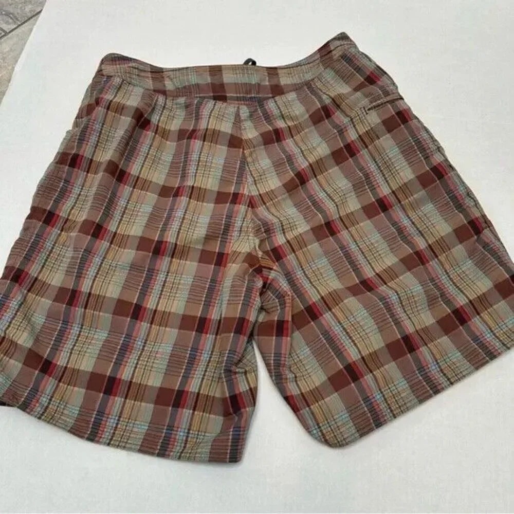 Patagonia‎ Brown Tan Plaid Nylon Board Shorts size 35